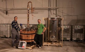Simeon and Mark welcome their new copper still from Hillbilly Stills